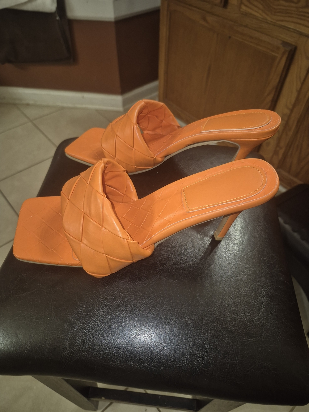 Orange Woven Slide Sandals - Women - Picture 2 of 3